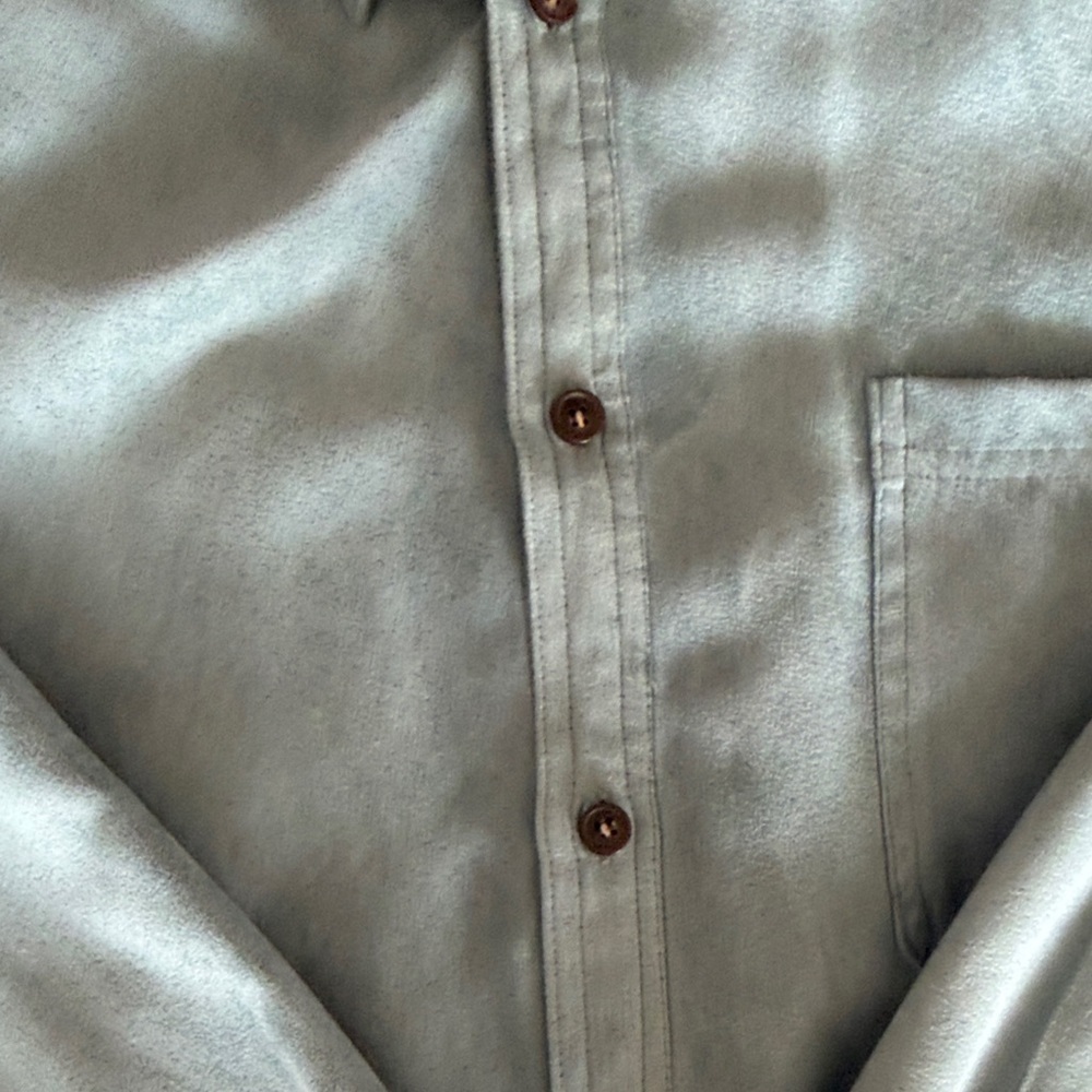 Suede Men's Blue Button-Down Shirt - Picture 5 of 7